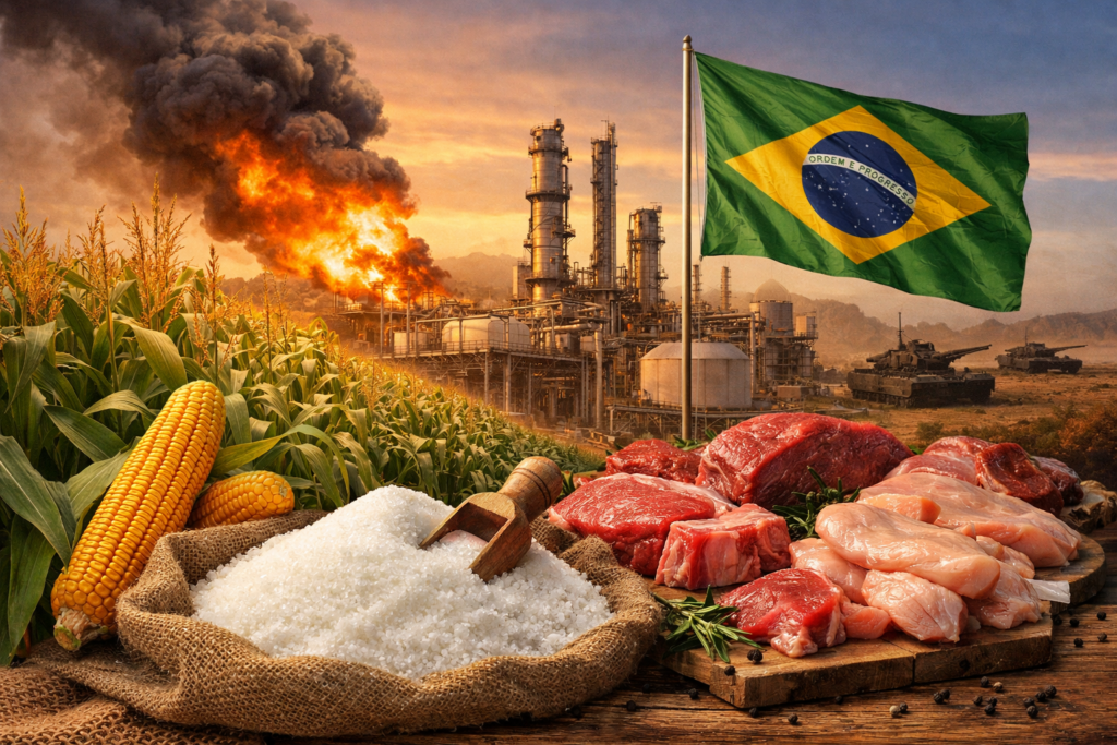 Conflito no Irã expõe vulnerabilidade de milho, açúcar e carnes do Brasil, diz consultoria - Visão Agro - A melhor Visão do Agronégócio